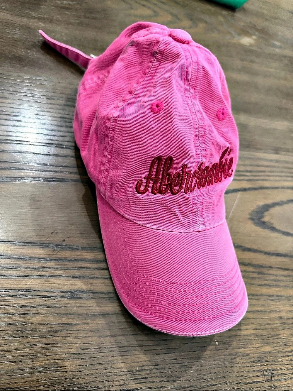 Abercrombie & Fitch Vintage Script Logo Cotton Baseball Dad Cap Pink Baseball